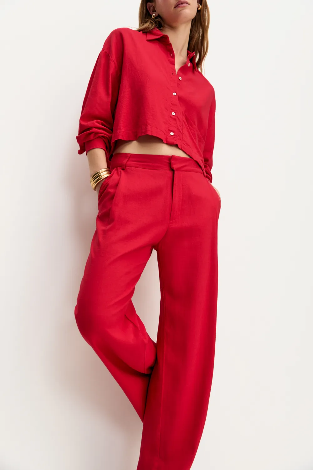 Pantalón de vestir fluido con lino