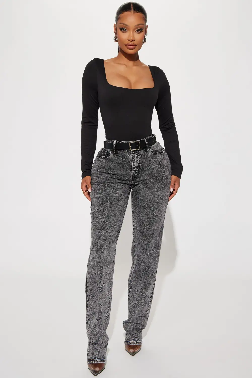 Raissa Long Sleeve Bodysuit - Black