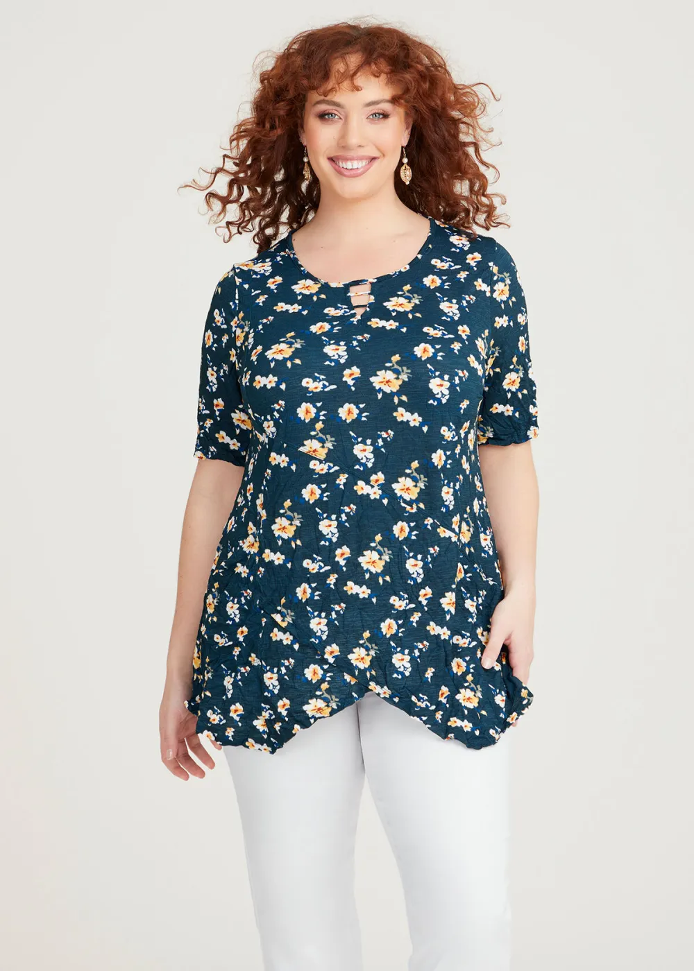 Printed Keyhole Taylor Top