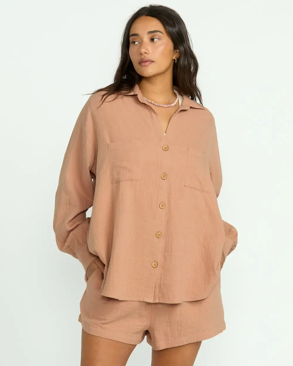 Sweet Swell Long Sleeve Shirt - Rose Brown
