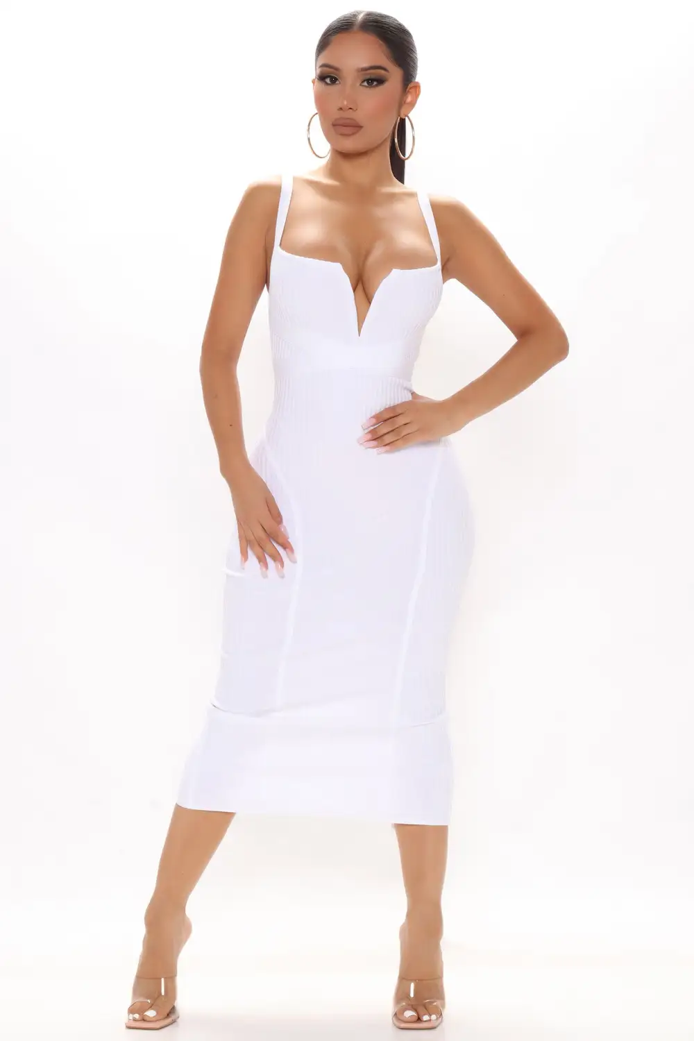 Misty Bandage Midi Dress - White