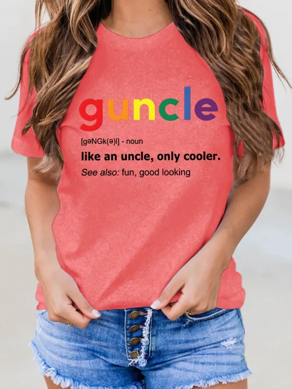 Women'S Guncle Round-Neck Short-Sleeved T-Shirt
