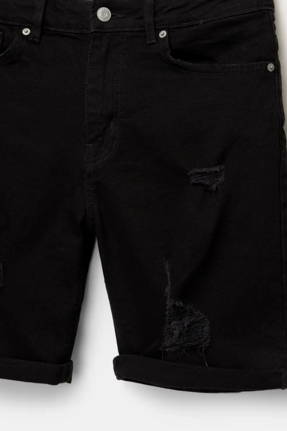 Ripped denim Bermuda shorts