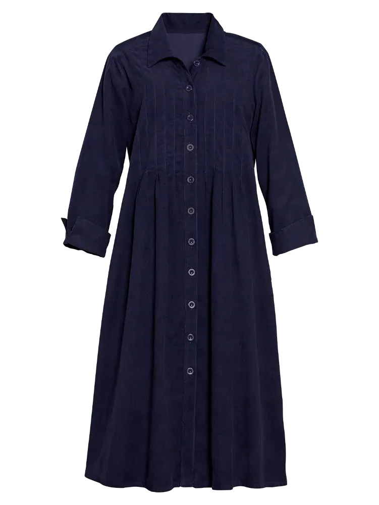 Pintuck Cotton Corduroy Dress