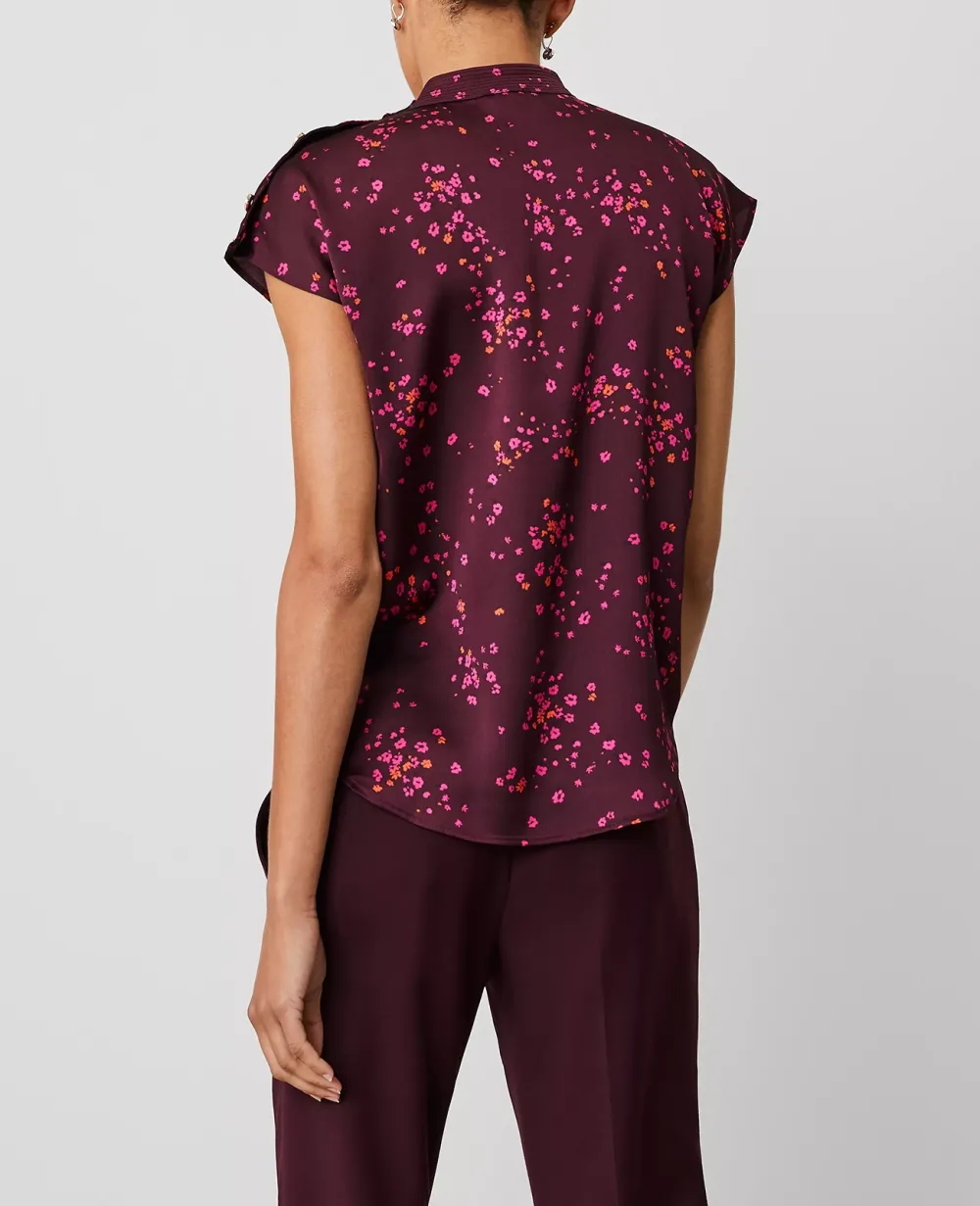 Floral Shoulder Button Top