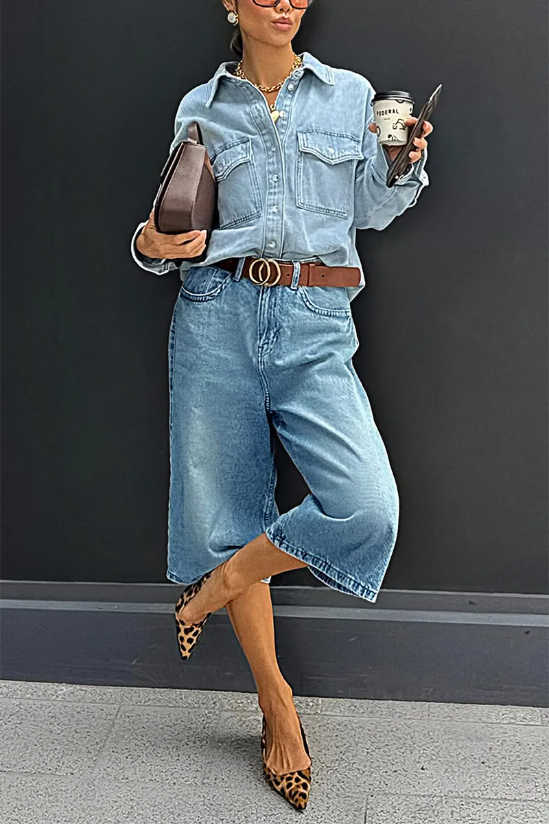 Wash High Waist Straight Leg Capri Jeans Without Belt