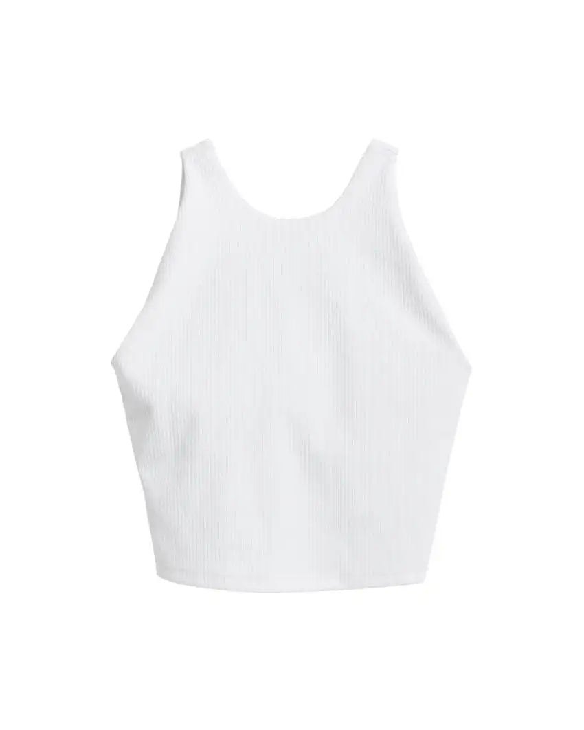 Rib High-Neck Longline Bra