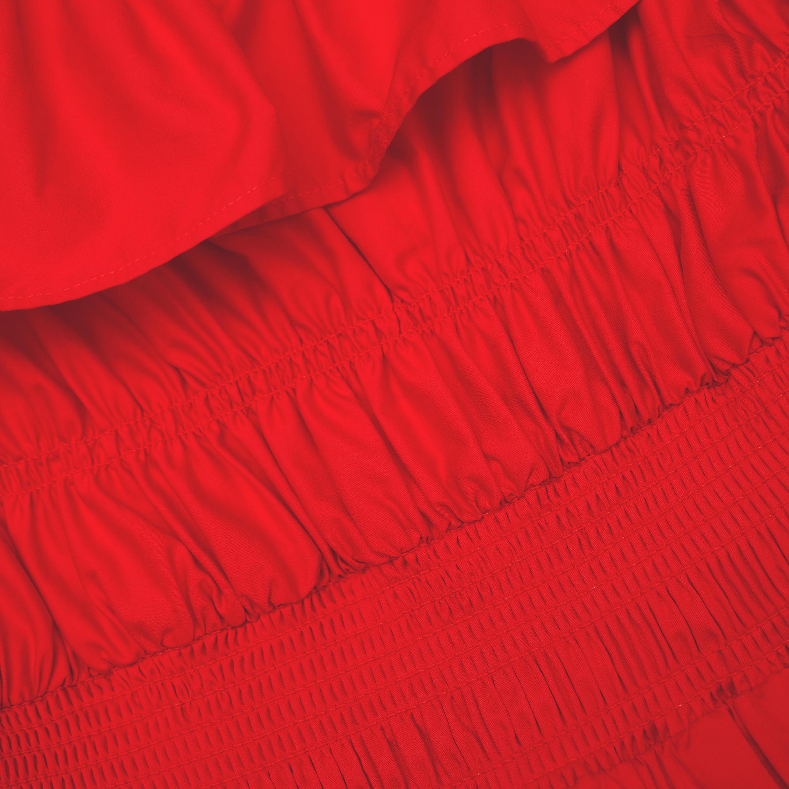 Red Cotton Ruffle Mini Dress