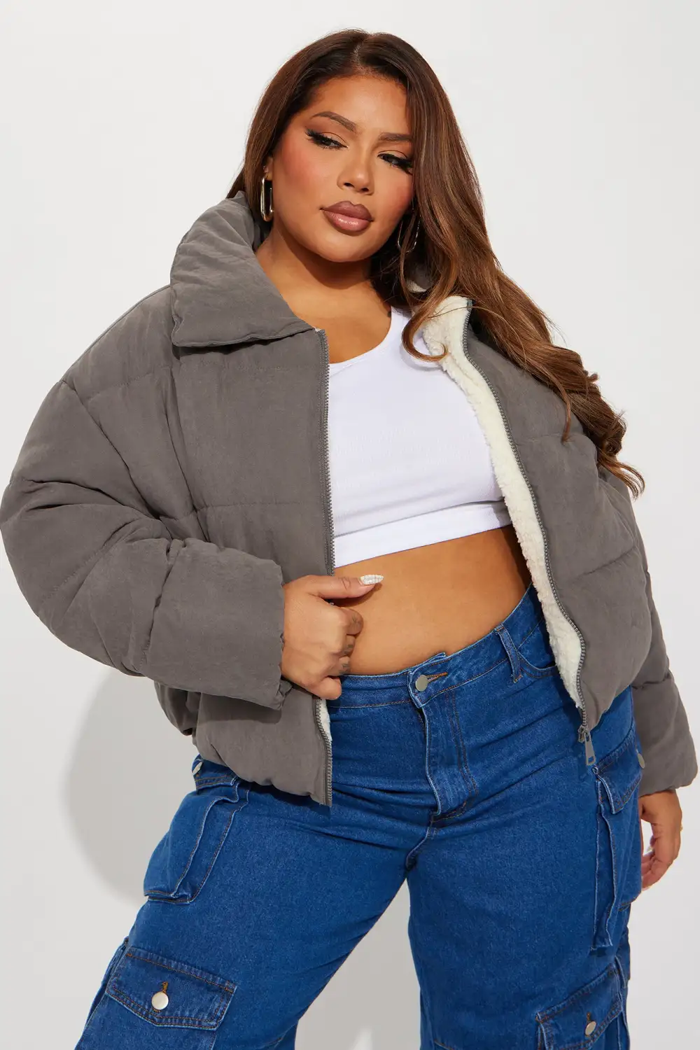 Too Hot To Handle Puffer Jacket - Grey