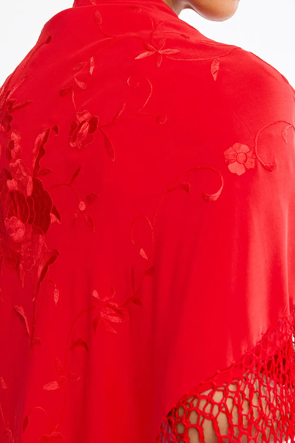 Red Silk Fabric Material Shawl