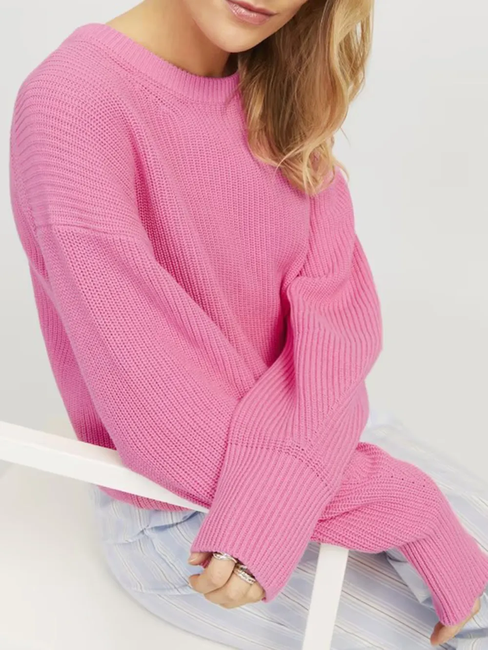 Plain Colored Casual Style Sweaters