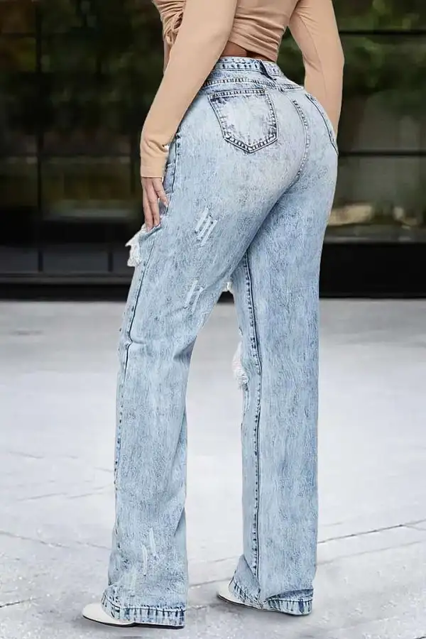 90s Vintage Cut Out High Waist Straight Leg Baggy Jeans