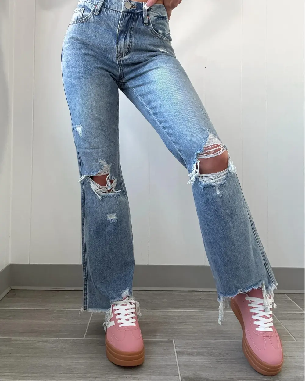 Mid Rise Crop Flare Jeans - Light Wash