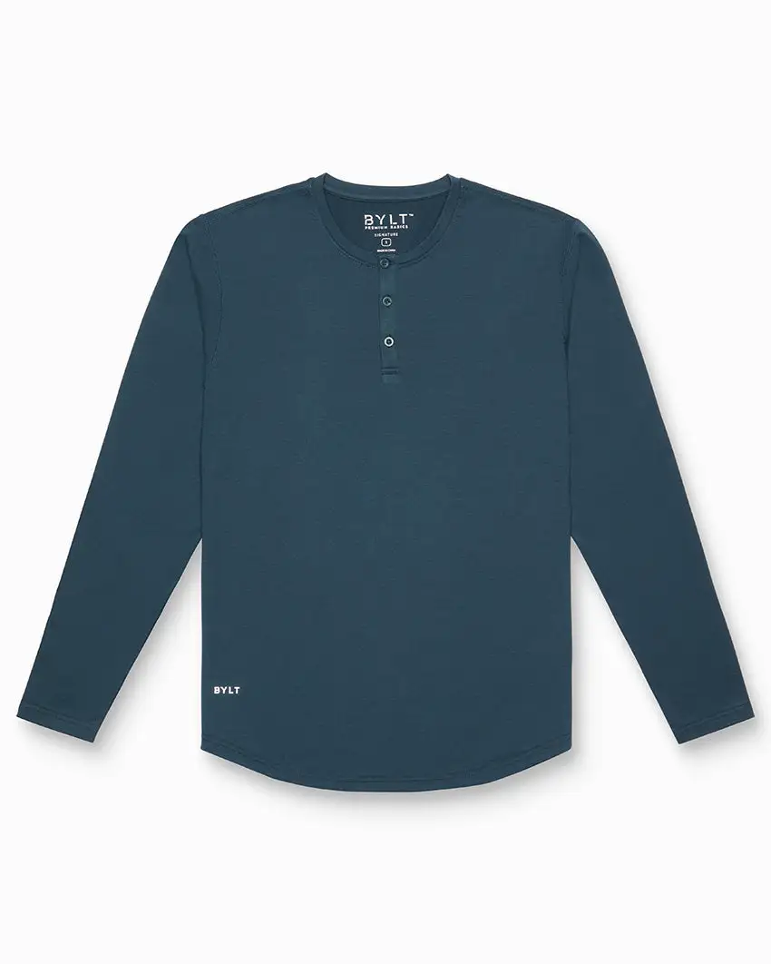 Henley Drop-Cut Long Sleeve: Bylt Signature