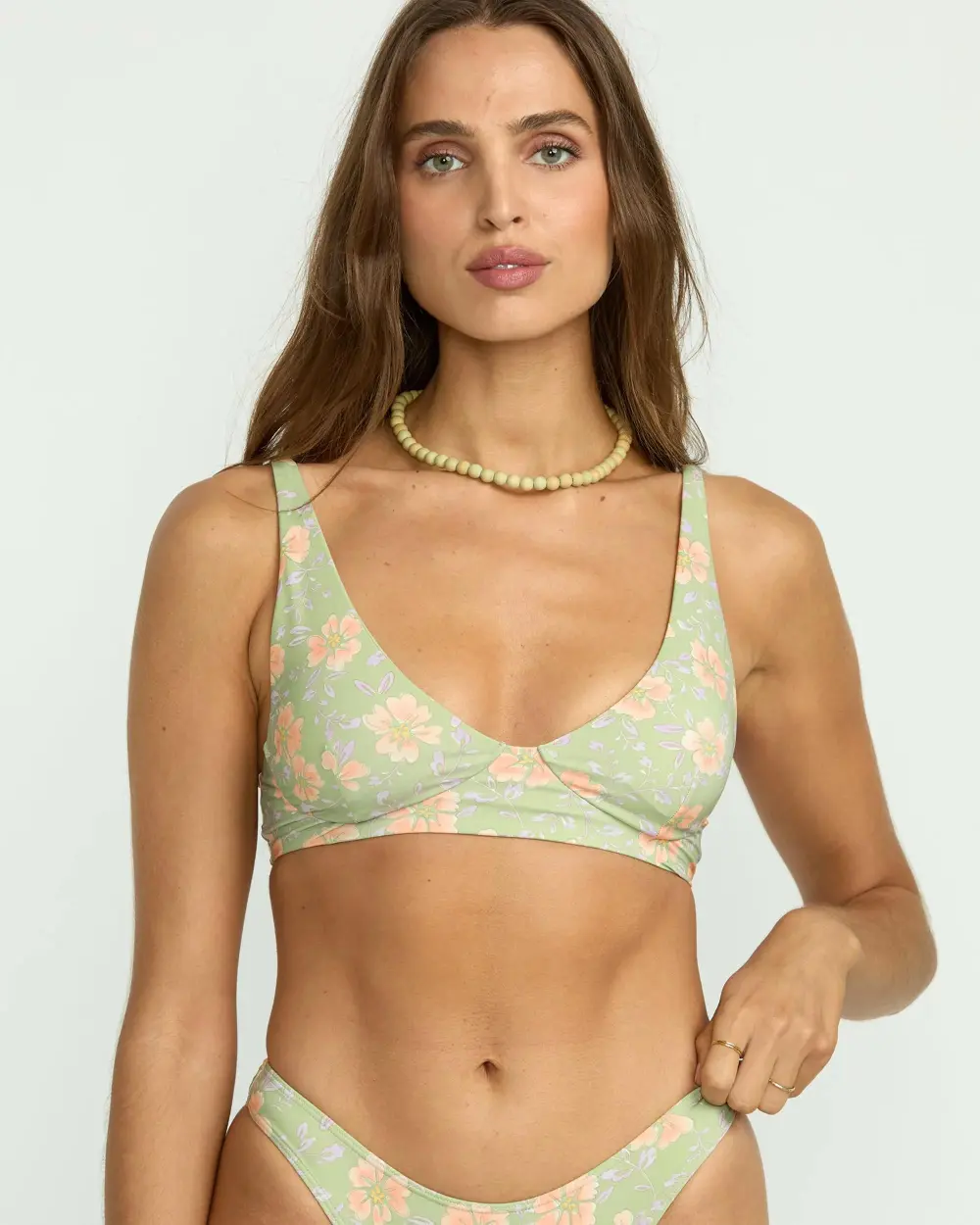 More To Sea Cami Plunge Bikini Top - Pistachio