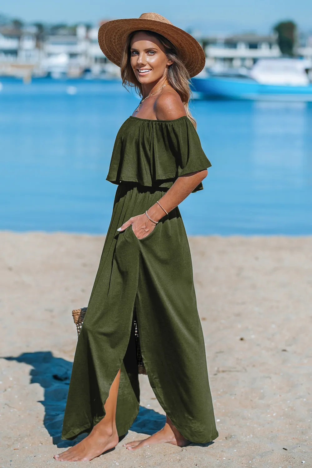 Swept Away Olive Maxi Dress