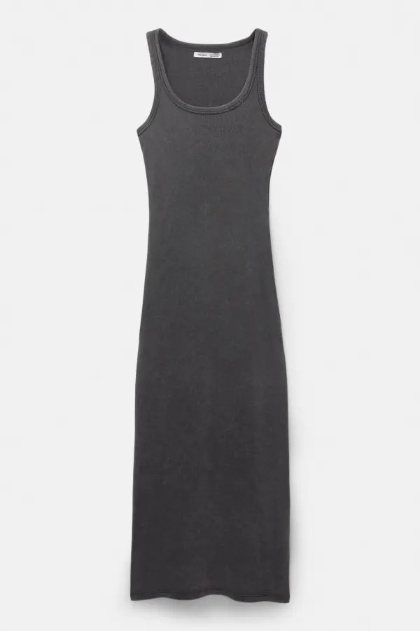 Vestido midi tirantes canalé