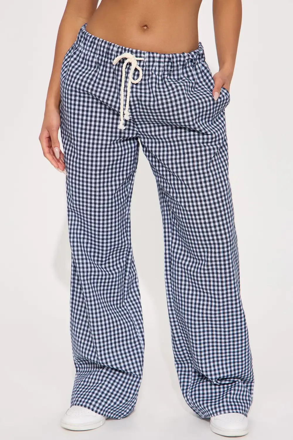 Ava Gingham Wide Leg Pant - Red/combo