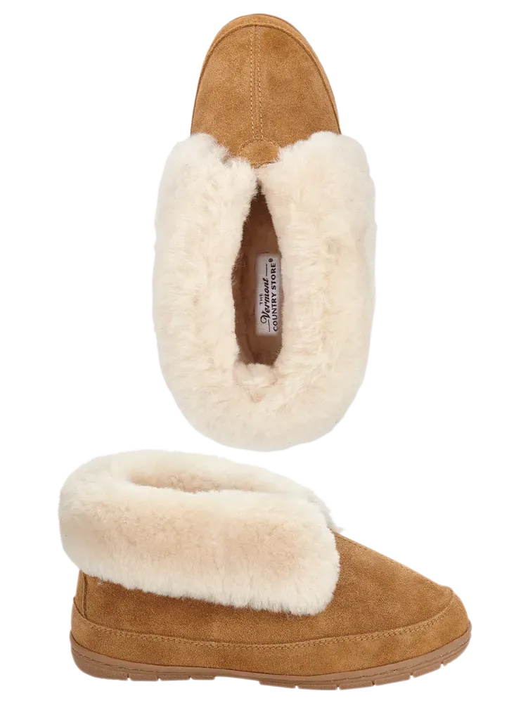 Women's Sheepskin Cuffed Bootie Slippers