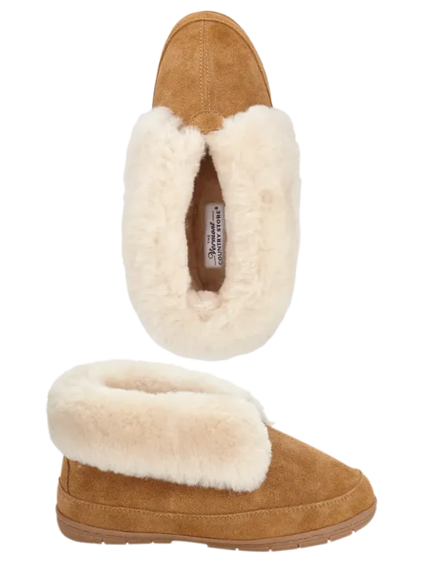 Women's Sheepskin Cuffed Bootie Slippers