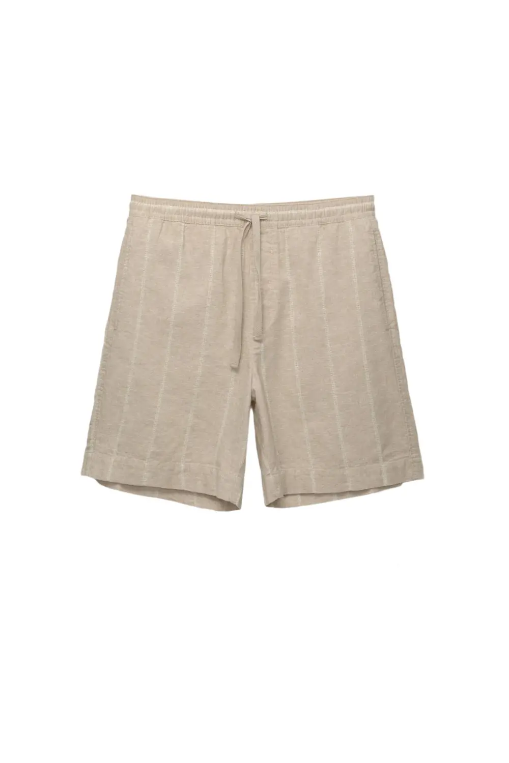 Striped linen blend Bermuda sweatpants