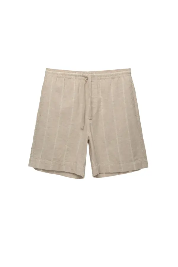 Striped linen blend Bermuda sweatpants