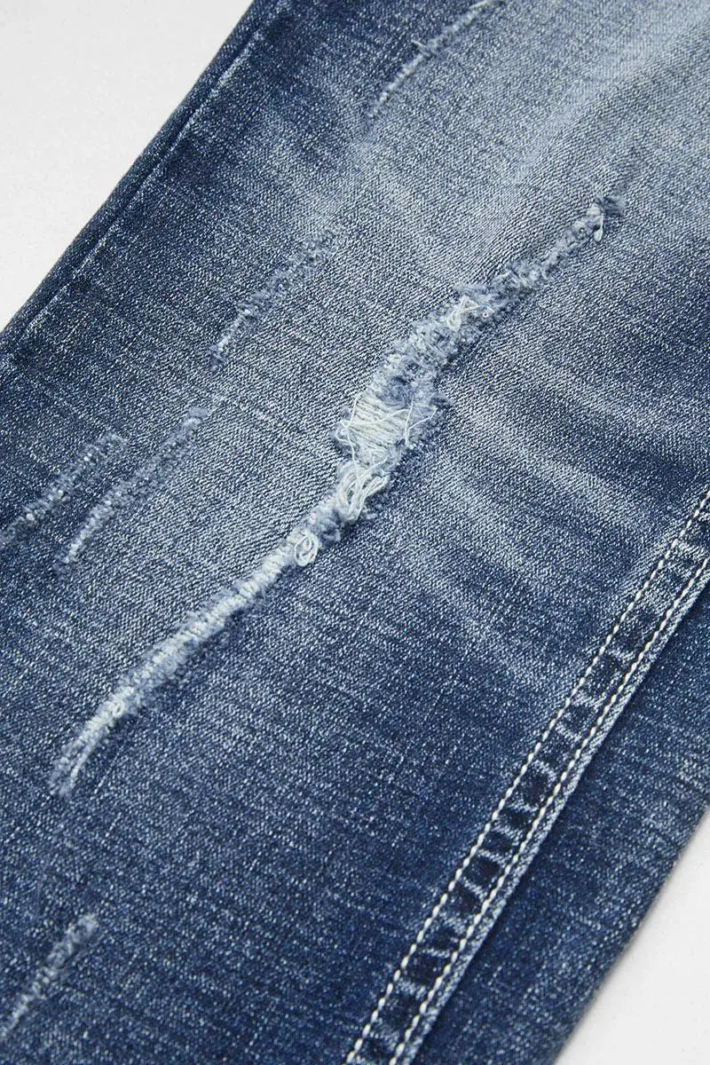 Wash Ripped Roll Hem Mid Waist Straight Leg Capri Jeans