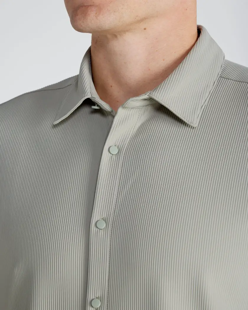 Ribbed+ Short Sleeve Button Down