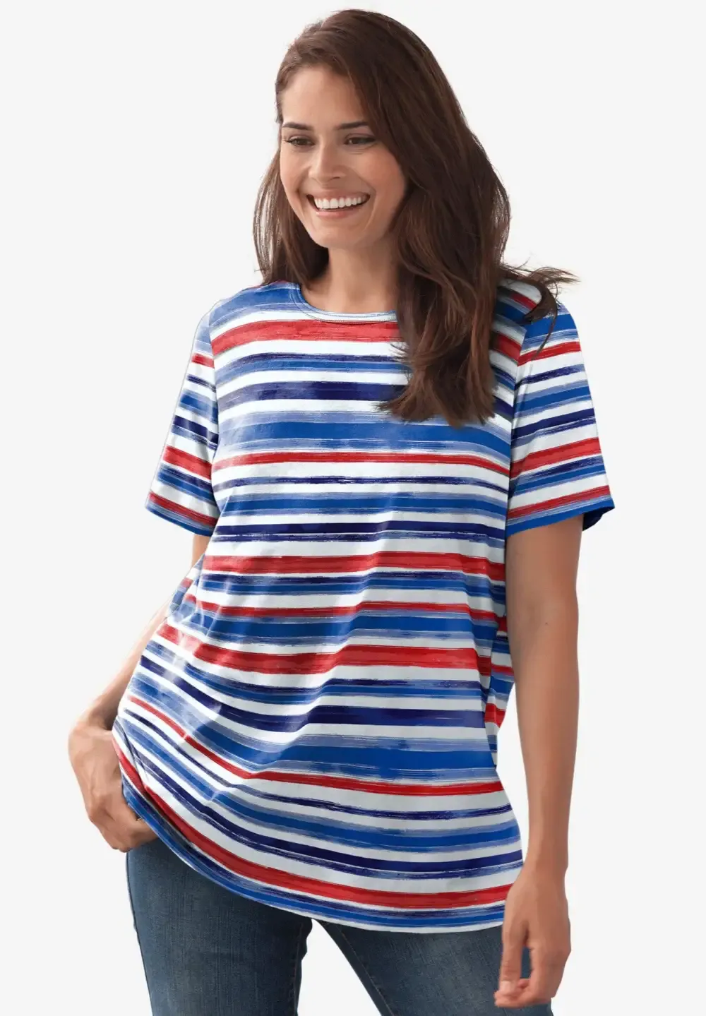 Perfect Printed Short-Sleeve Crewneck Tee
