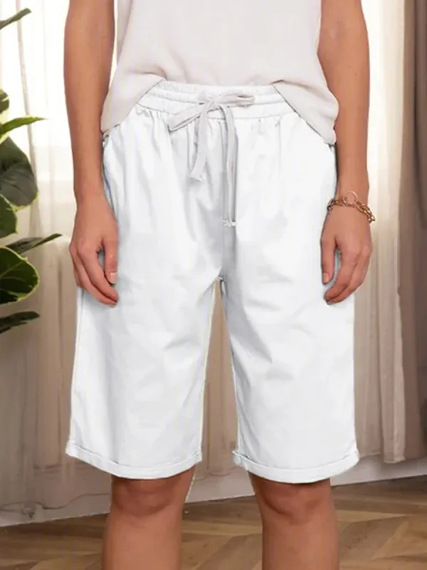 Summer Casual Solid Color Five-Part Pants For Women