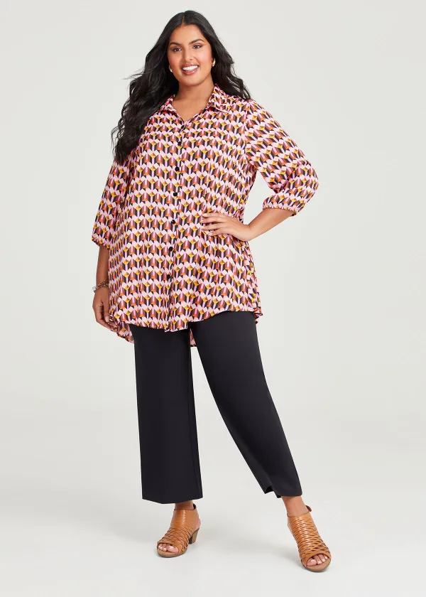 Geo Luxe Satin Pleat Shirt