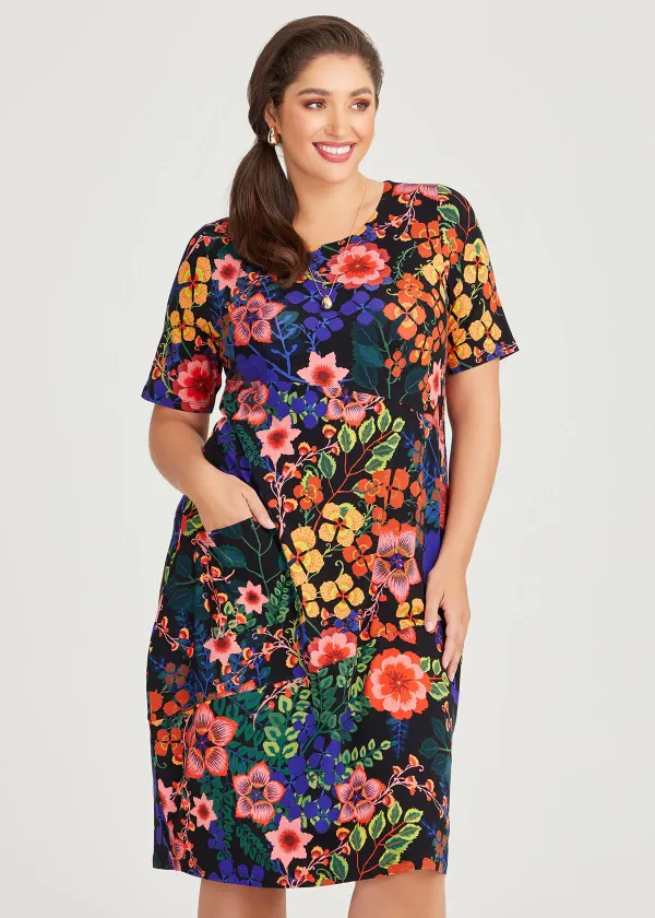 Natural Iris Panel Dress