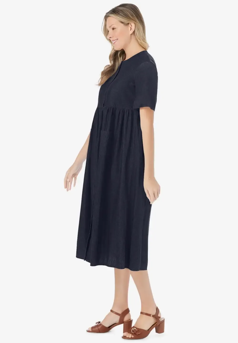 Short-Sleeve Denim Dress