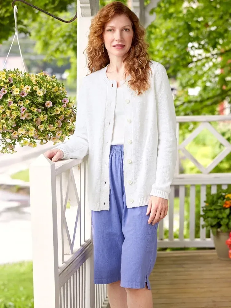 Women's Crinkle Cotton Bermuda Shorts