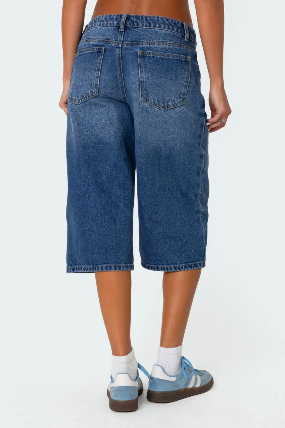 Xtra Long Low Rise Denim Bermuda Shorts