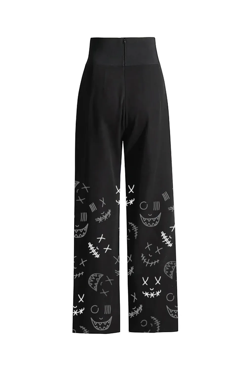Sleek Belt Effect Pleated Trim High Waist Wide Leg Full Length Pants