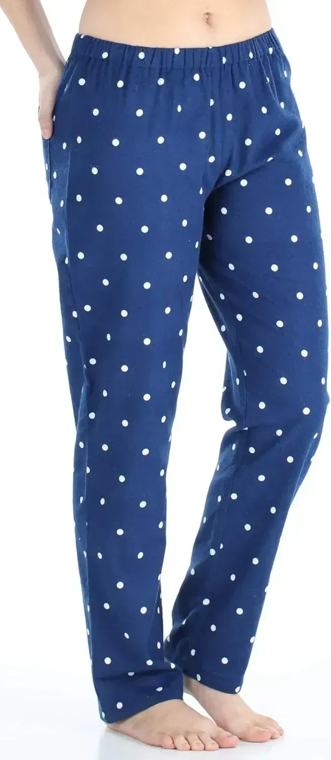 Women's Cotton Flannel Long Sleeve Button-Down Pajamas PJ Set