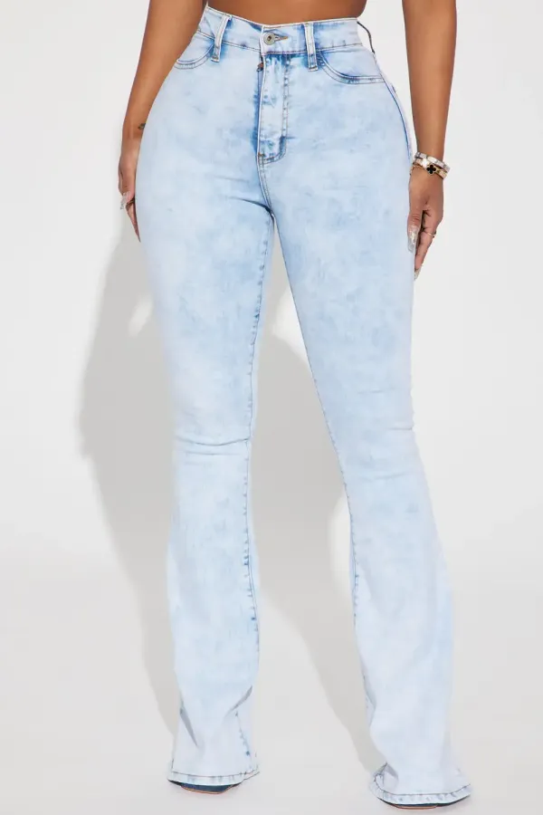 Walk The Walk High Rise Flare Jeans - Bleach Blue Wash