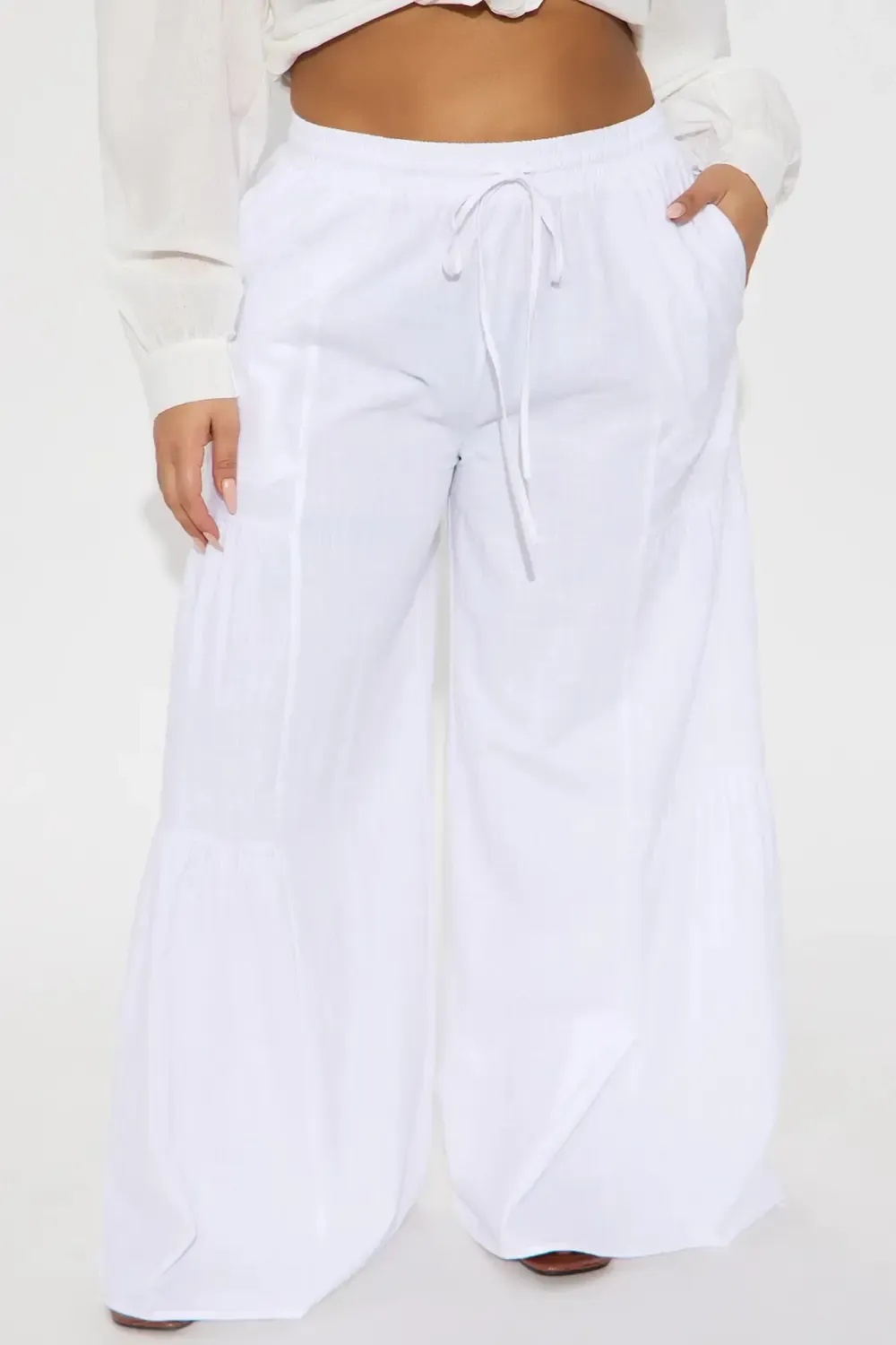 Sandra Linen Wide Leg Pant - White