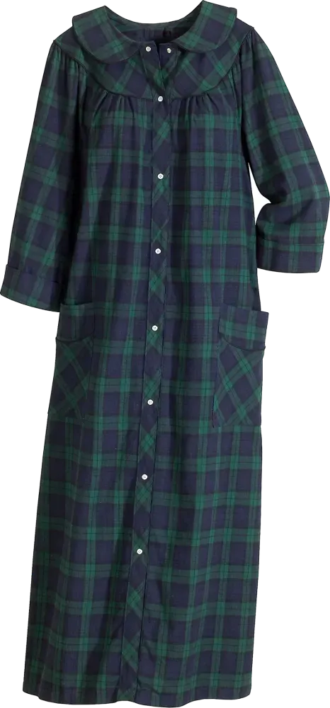 Women's Portuguese Cotton Flannel Snap-Front Robe