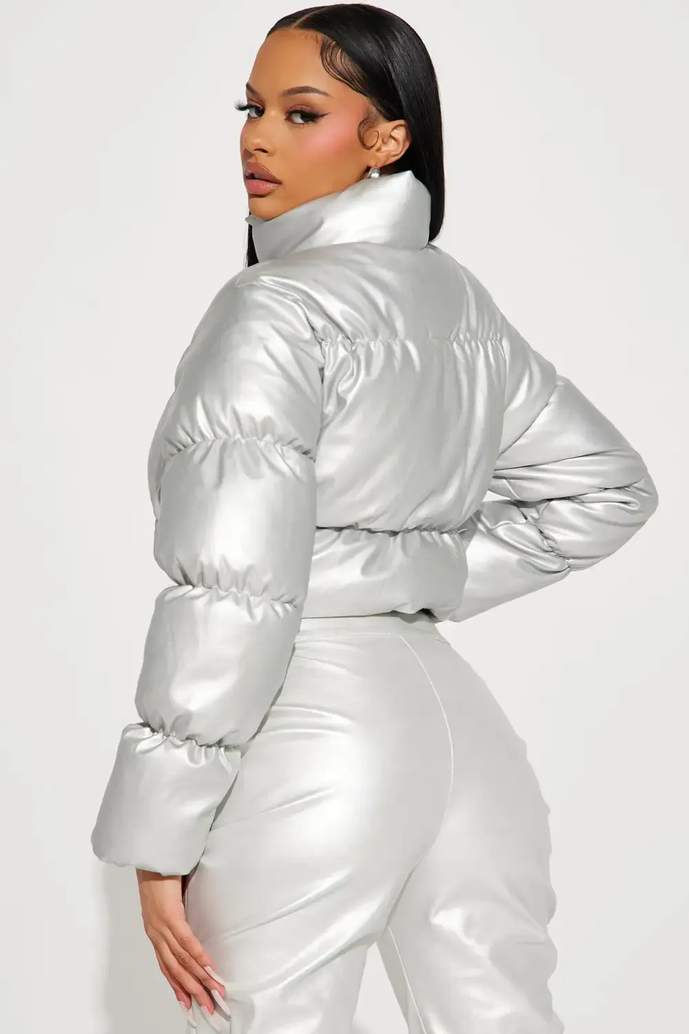 One And Only Quilted Puffer Jacket - Silver