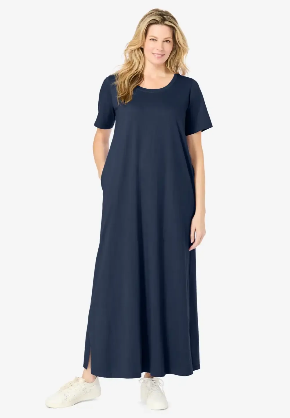 Perfect Short-Sleeve Scoopneck Maxi Tee Dress