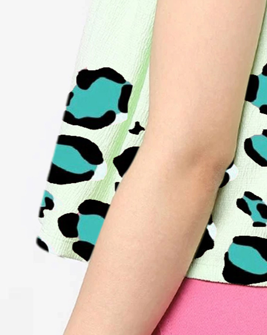 Light Green Ruffled Leopard Print Crop Top
