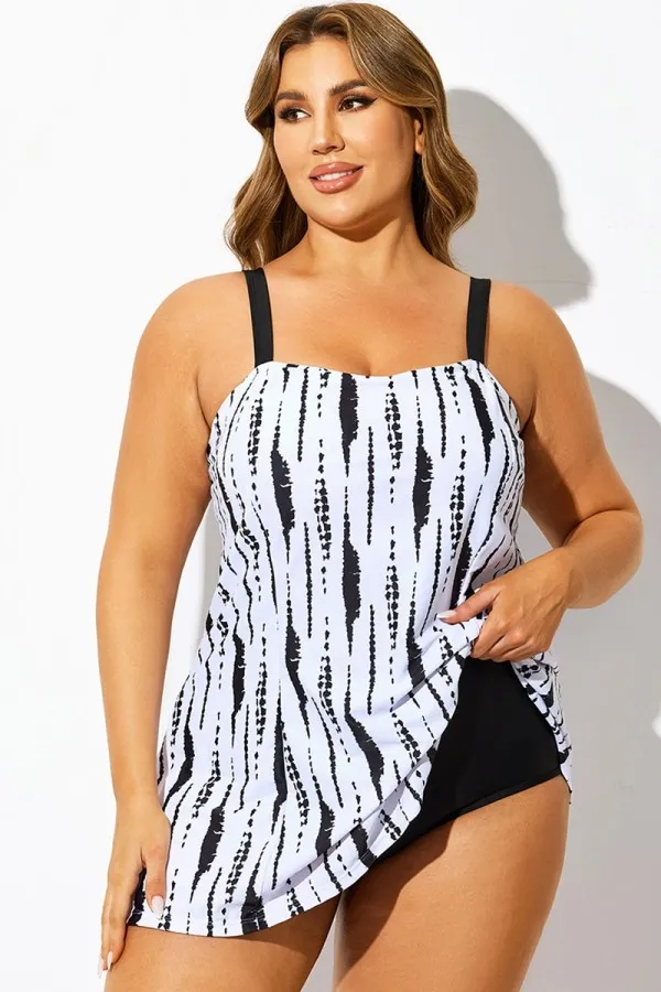 Tie-Dye Square Neckline Women Stylish Swimdress