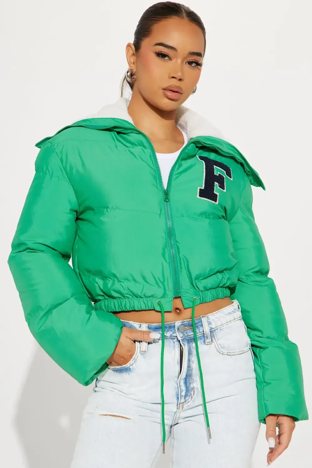 One Wish Only Puffer Jacket - Kelly Green