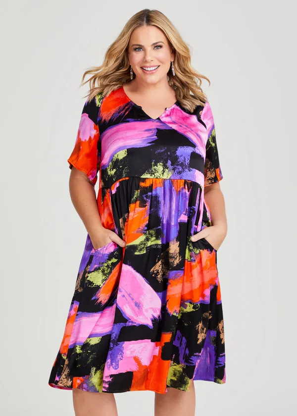 Abstract Satin Natural Dress