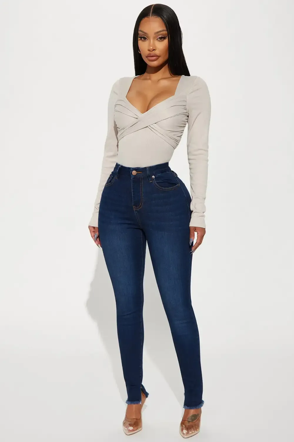 Serafina Compression Stretch Skinny Jeans - Dark Wash