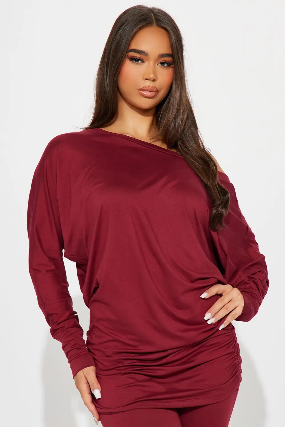 Camila Off Shoulder Legging Set - Wine