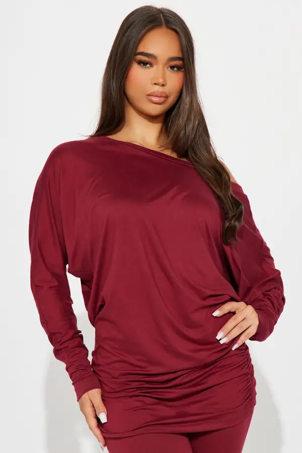 Camila Off Shoulder Legging Set - Wine
