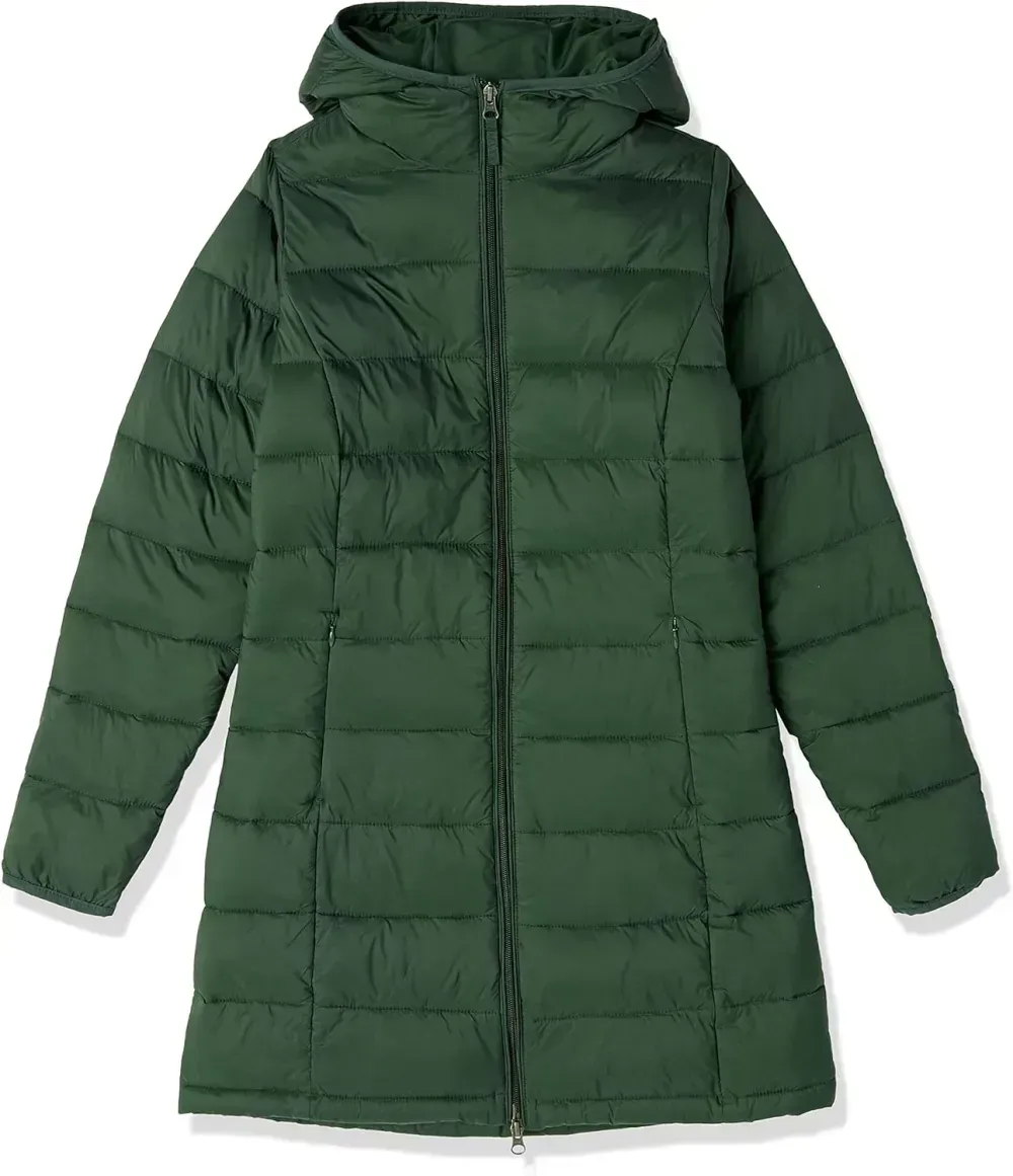 Women's Lightweight Water-Resistant Hooded Puffer Coat (Available in Plus Size)